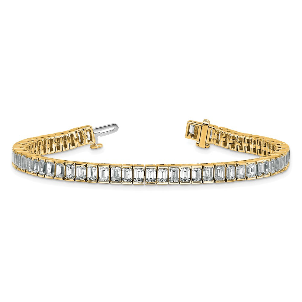 14k 10ct Lab Grown Diamond VS+ F+ Comp Emerald Bezel Tennis Bracelet