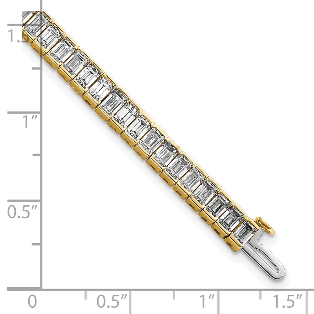14k 10ct Cert Lab Grown Dia VS+ F+ Comp Emerald Bezel Tennis Bracelet