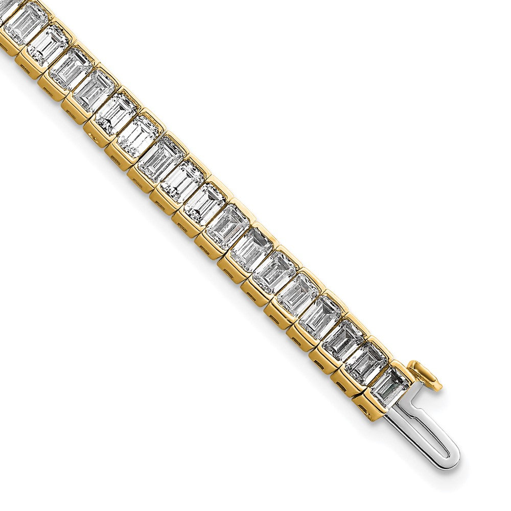 14k 10ct Cert Lab Grown Dia VS+ F+ Comp Emerald Bezel Tennis Bracelet