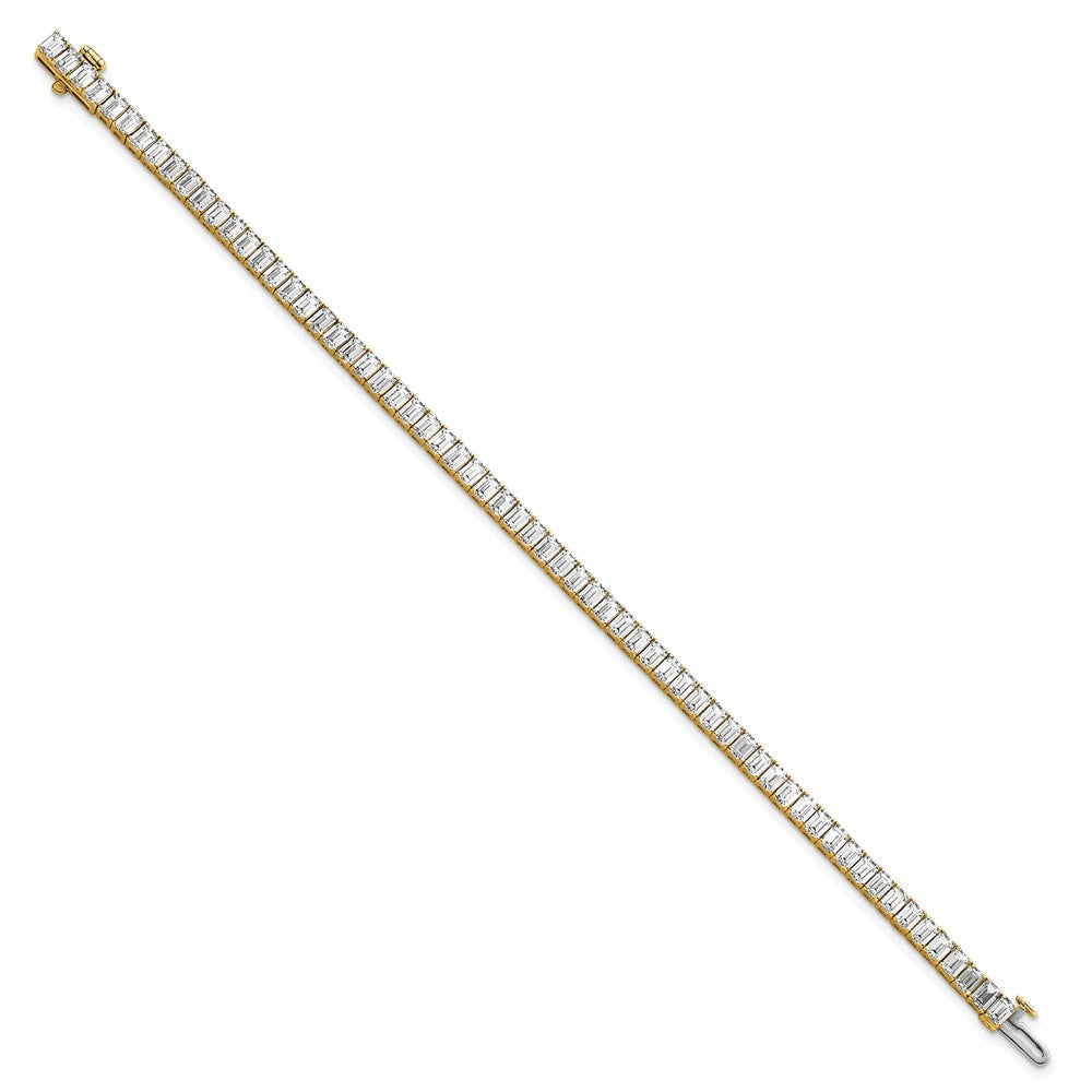 14k 10ct Cert Lab Grown Dia VS+ F+ Comp Emerald Bezel Tennis Bracelet