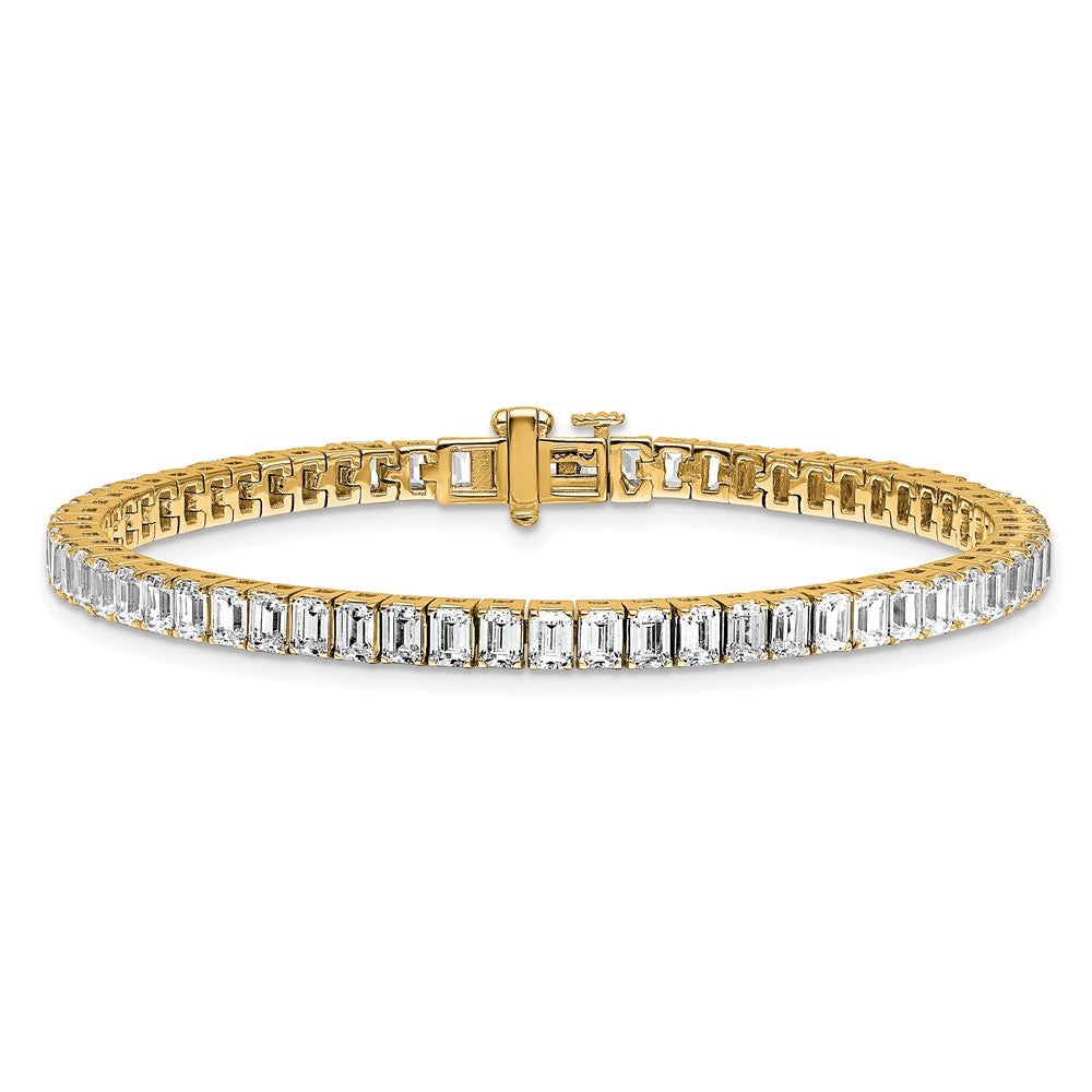 14k 10ct Cert Lab Grown Dia VS/SI+ G+ Comp Emerald Bezel Tennis Bracelet