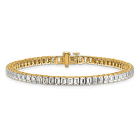 14k 10ct Cert Lab Grown Dia VS/SI+ G+ Comp Emerald Bezel Tennis Bracelet