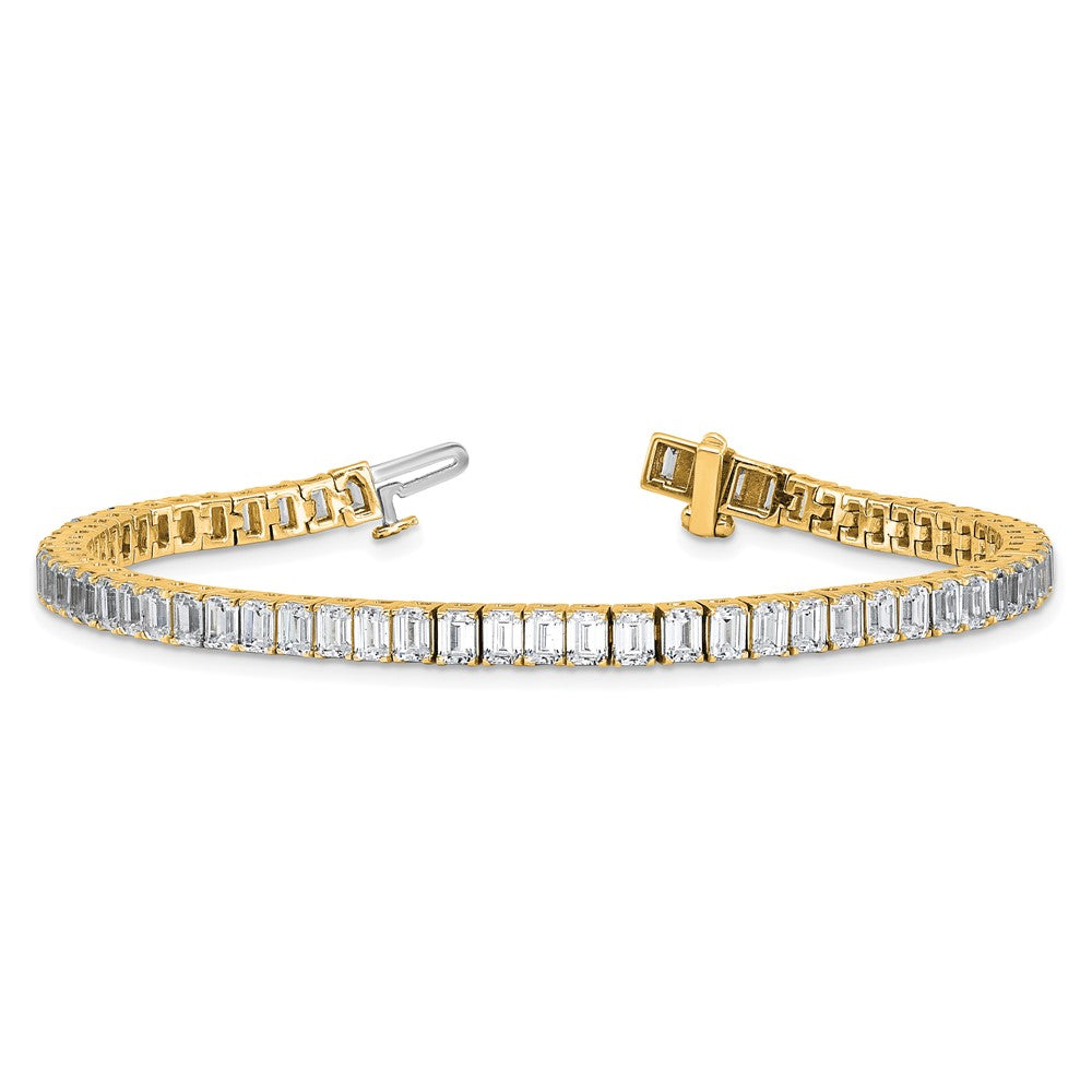 14k 10ct Cert Lab Grown Dia VS+ F+ Comp Emerald Bezel Tennis Bracelet