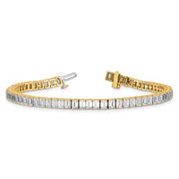 14k 10ct Cert Lab Grown Dia VS+ F+ Comp Emerald Bezel Tennis Bracelet