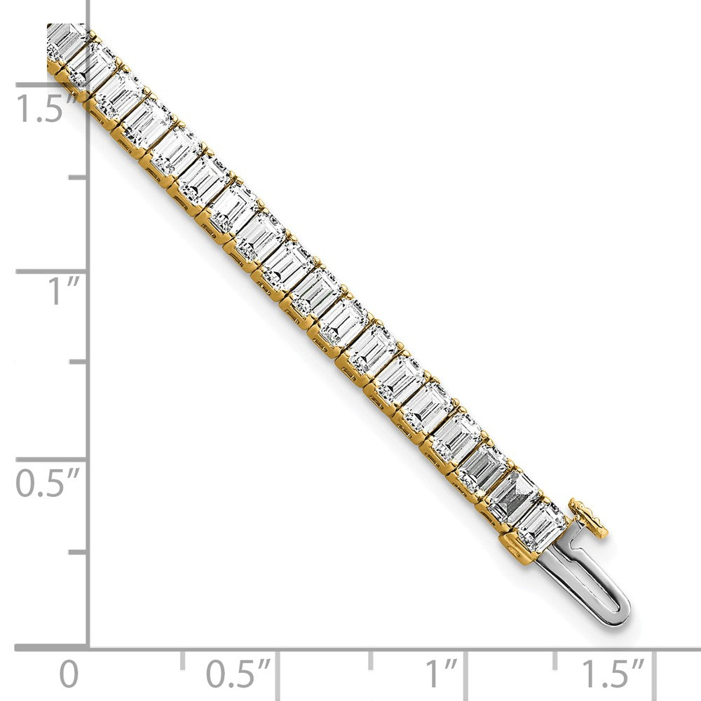 14k 10ct Cert Lab Grown Dia VS+ F+ Comp Emerald Bezel Tennis Bracelet