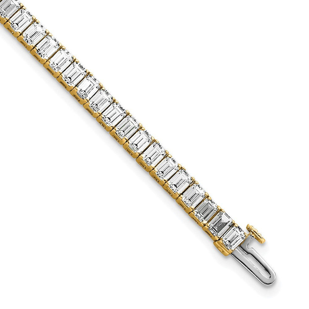 14k 10ct Cert Lab Grown Dia VS+ F+ Comp Emerald Bezel Tennis Bracelet