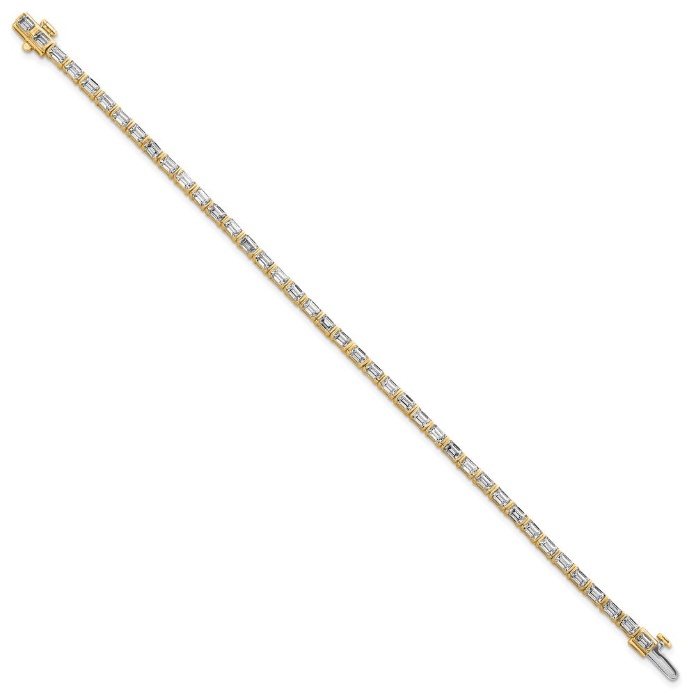 14k 4 3/4ct Lab Grown Dia VS/SI+ G+ Comp Emerald Bezel Tennis Bracelet