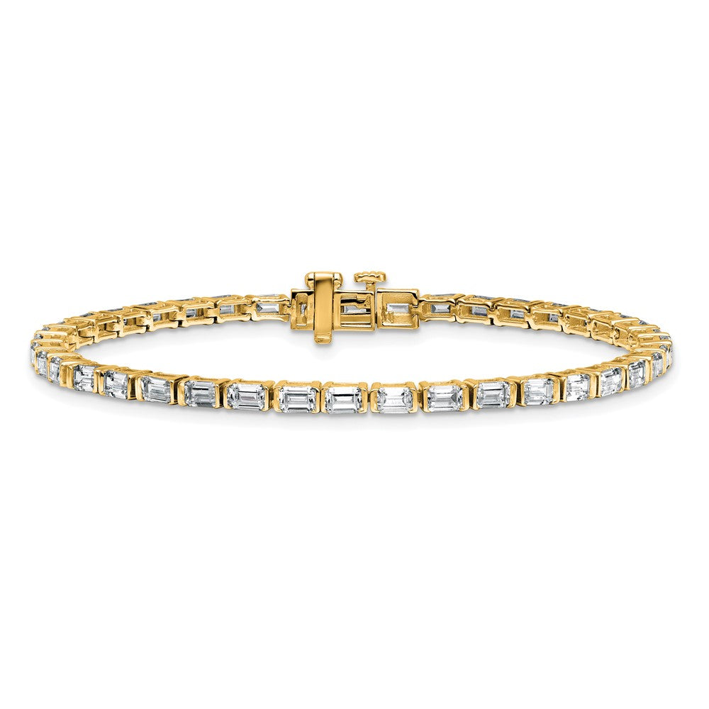 14k 4 3/4ct Lab Grown Dia VS/SI+ G+ Comp Emerald Bezel Tennis Bracelet