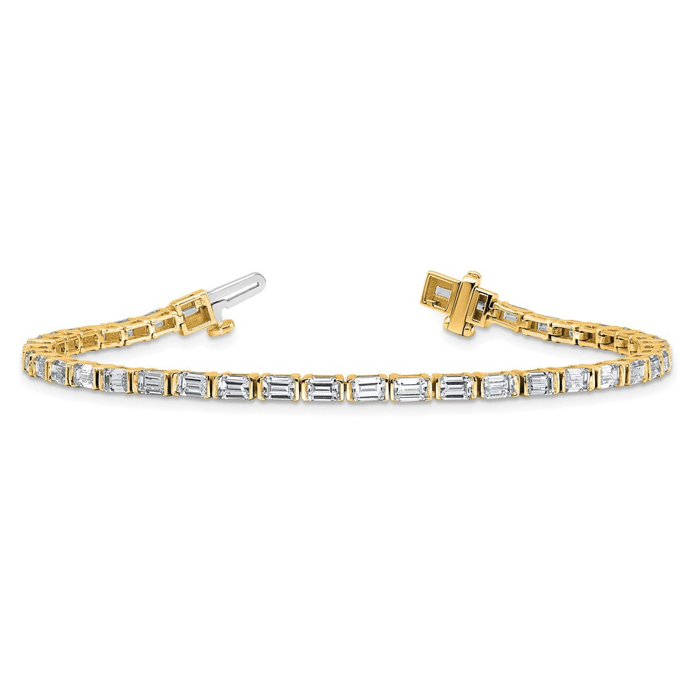 14k 4 3/4ct Cert Lab Grown Dia VS+ F+ Comp Emerald Bezel Tennis Bracelet