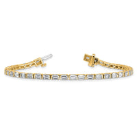 14k 4 3/4ct Cert Lab Grown Dia VS+ F+ Comp Emerald Bezel Tennis Bracelet