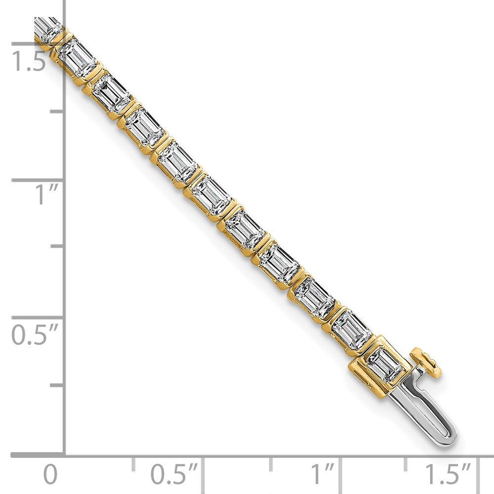14k 4 3/4ct Lab Grown Dia VS/SI+ G+ Comp Emerald Bezel Tennis Bracelet