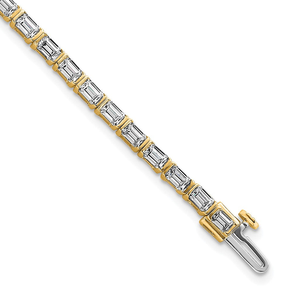 14k 4 3/4ct Lab Grown Dia VS/SI+ G+ Comp Emerald Bezel Tennis Bracelet