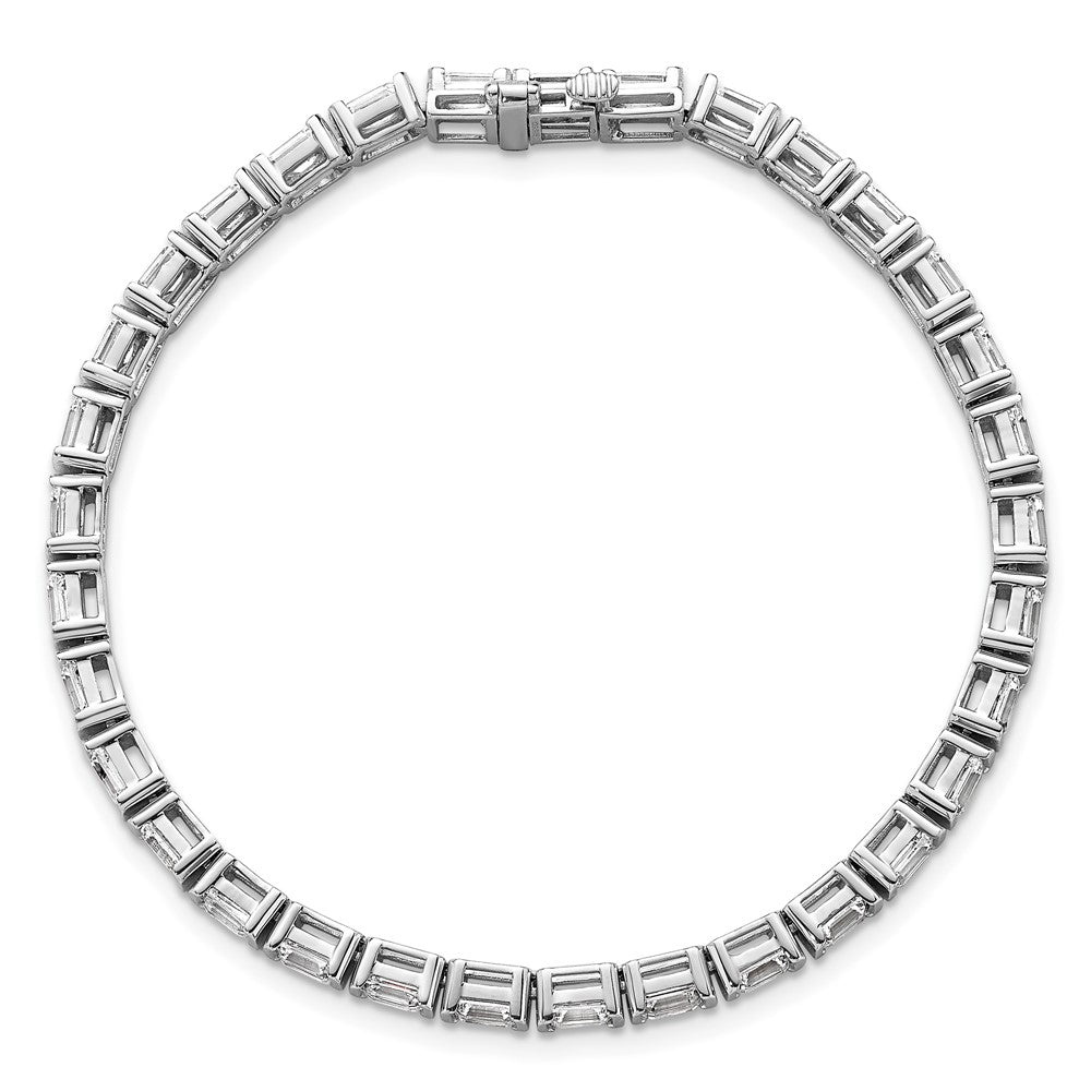 14kw 7 1/2ct Lab Grown Dia VS/SI+ G+ Comp Emerald Bezel Tennis Bracelet