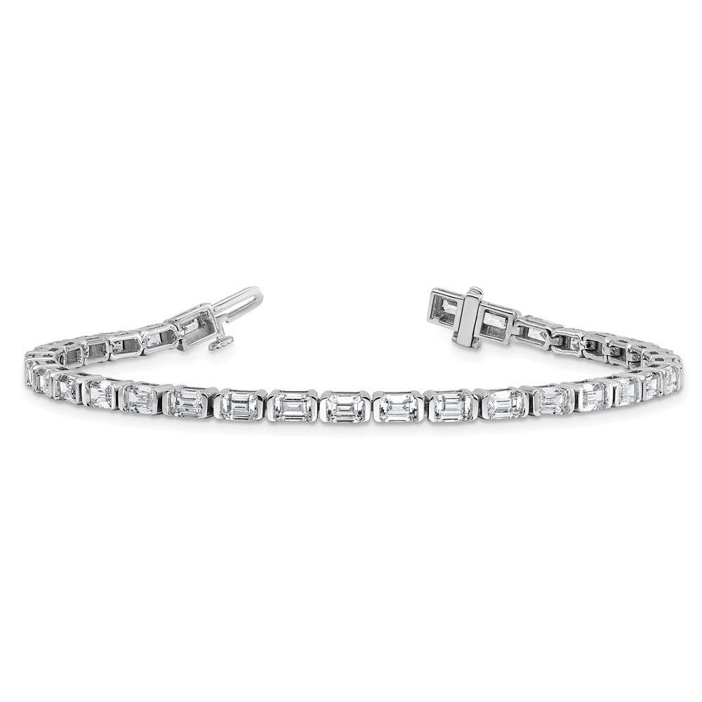 14kw 7 1/2ct Lab Grown Dia VS/SI+ G+ Comp Emerald Bezel Tennis Bracelet