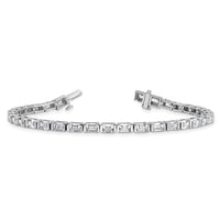 14kw 7 1/2ct Cert Lab Grown Dia VS/SI+ G+ Comp Emerald Tennis Bracelet