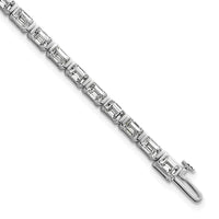 14kw 7 1/2ct Lab Grown Dia VS/SI+ G+ Comp Emerald Bezel Tennis Bracelet