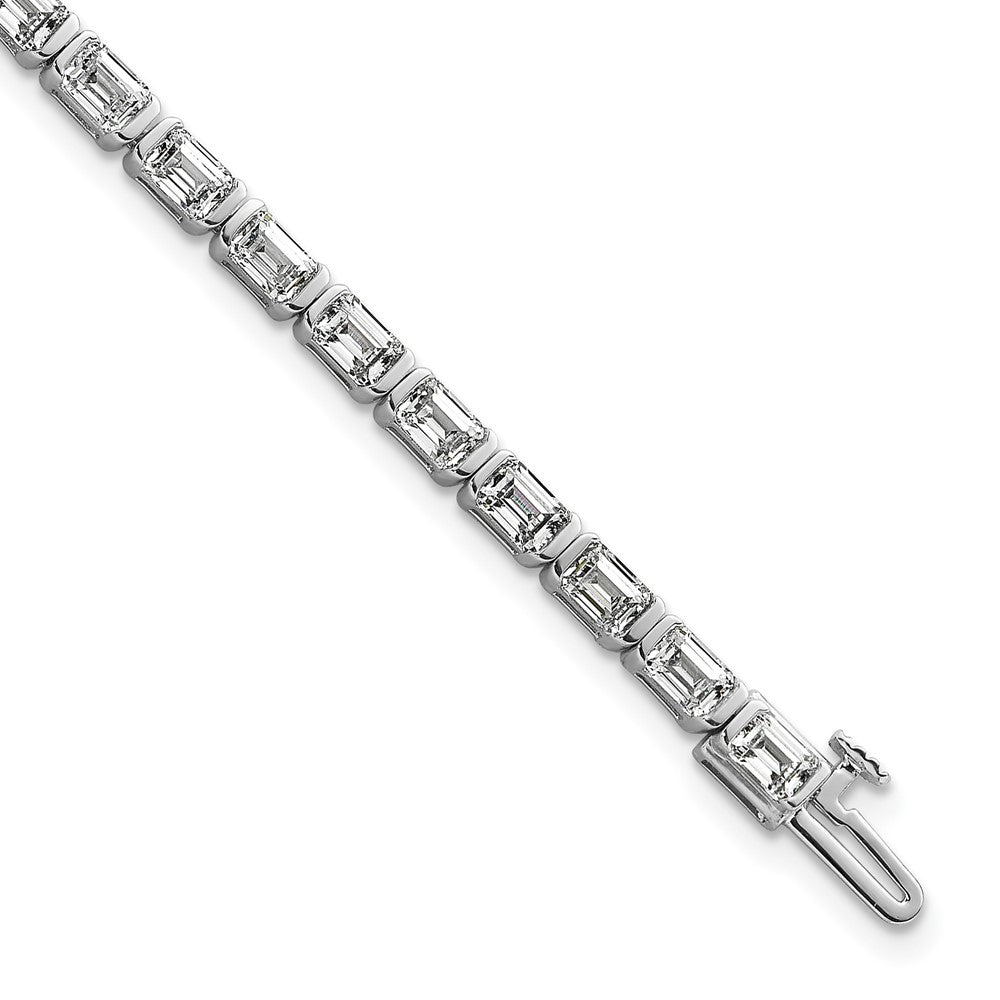 14kw 7 1/2ct Cert Lab Grown Dia VS/SI+ G+ Comp Emerald Tennis Bracelet