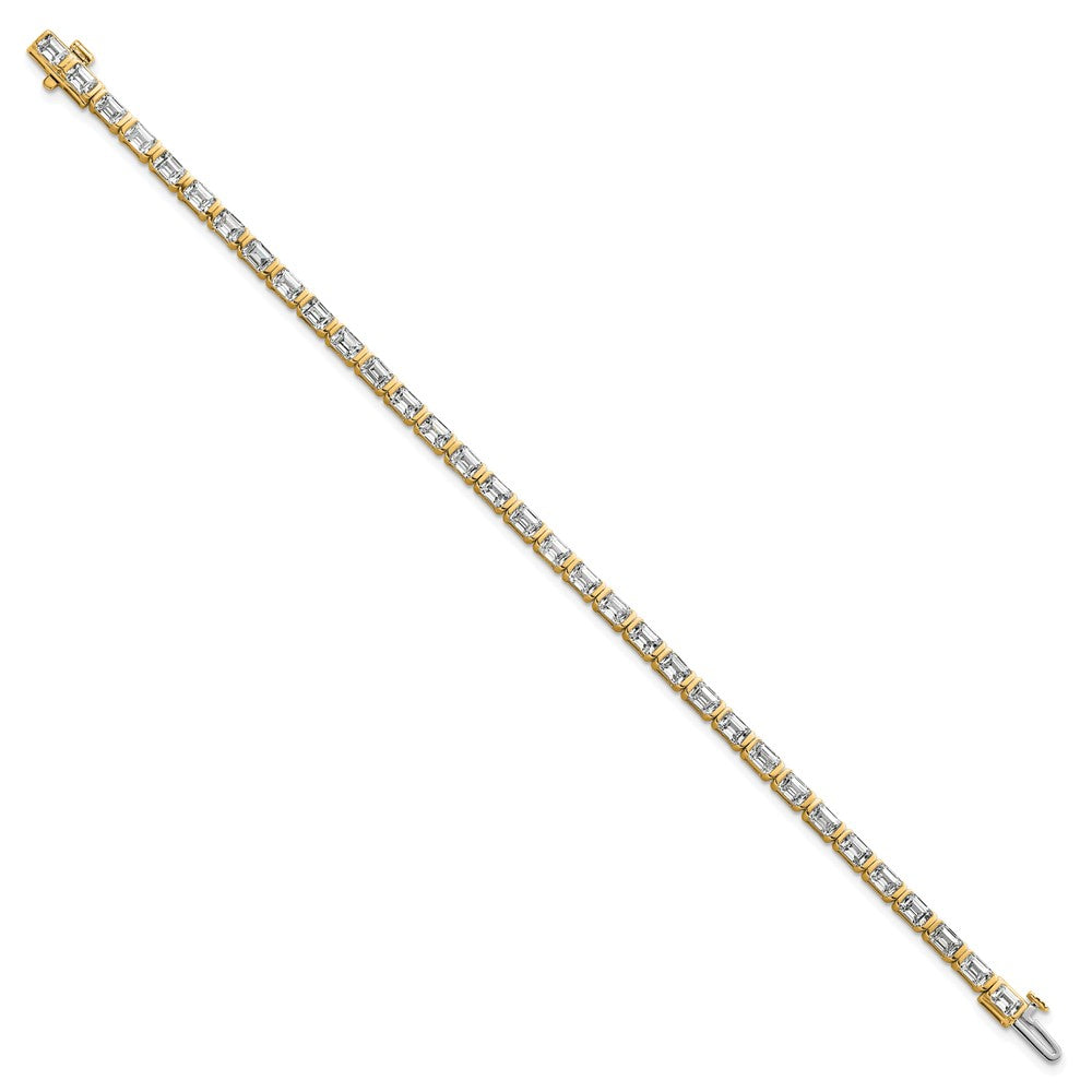 14k 7 1/2ct Cert Lab Grown Dia VS+ F+ Comp Emerald Bezel Tennis Bracelet
