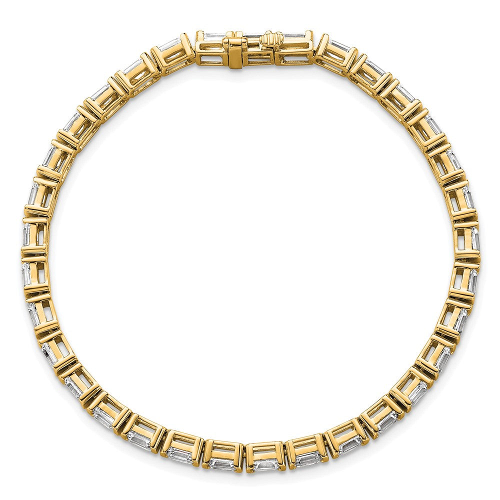 14k 7 1/2ct Cert Lab Grown Dia VS+ F+ Comp Emerald Bezel Tennis Bracelet