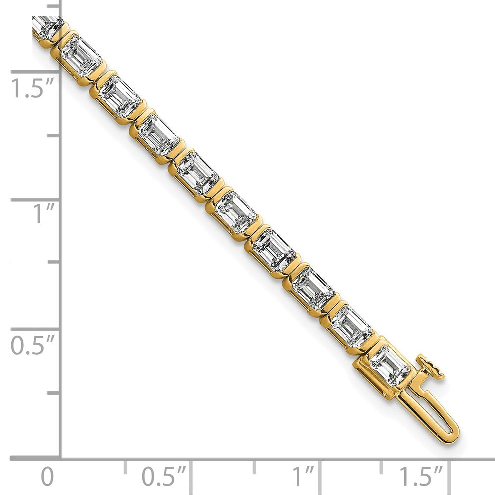 14k 7 1/2ct Cert Lab Grown Dia VS+ F+ Comp Emerald Bezel Tennis Bracelet
