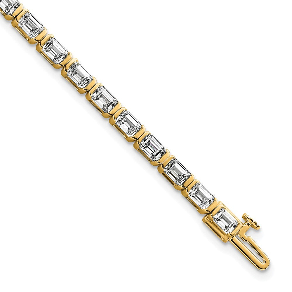 14k 7 1/2ct Cert Lab Grown Dia VS+ F+ Comp Emerald Bezel Tennis Bracelet
