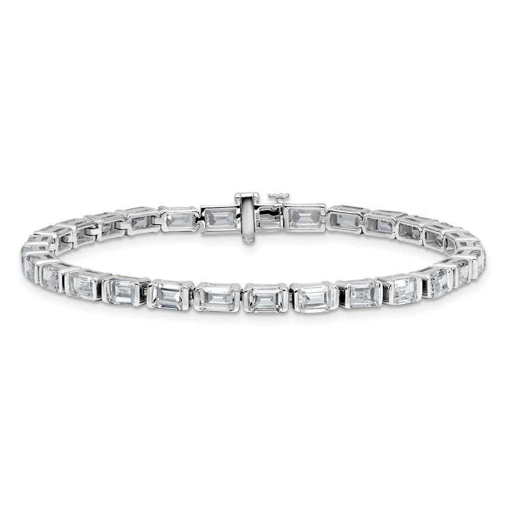 14kw 10ct Lab Grown Dia VS/SI+ G+ Comp Emerald Bezel Tennis Bracelet
