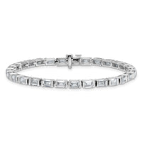 14kw 10ct Lab Grown Dia VS/SI+ G+ Comp Emerald Bezel Tennis Bracelet