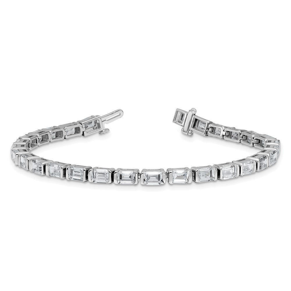 14kw 10ct Lab Grown Dia VS/SI+ G+ Comp Emerald Bezel Tennis Bracelet