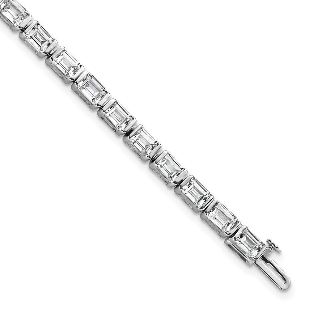 14kw 10ct Lab Grown Dia VS/SI+ G+ Comp Emerald Bezel Tennis Bracelet