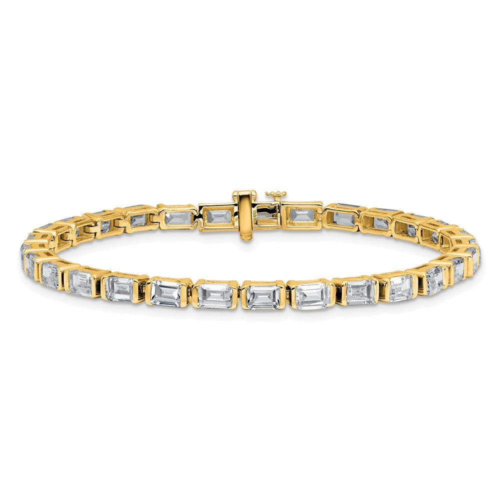 14k 10ct Cert Lab Grown Dia VS+ F+ Comp Emerald Bezel Tennis Bracelet