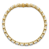 14k 10ct Cert Lab Grown Dia VS+ F+ Comp Emerald Bezel Tennis Bracelet