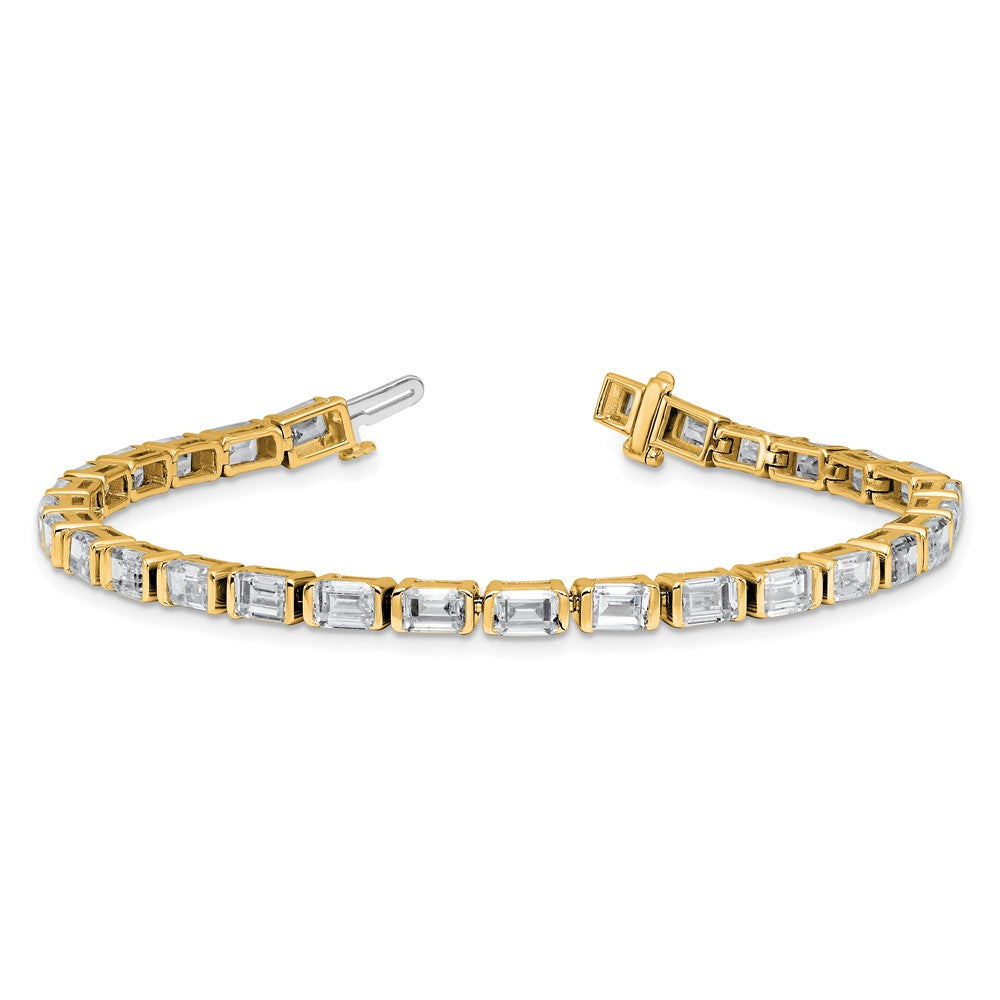 14k 10ct Cert Lab Grown Dia VS/SI+ G+ Comp Emerald Bezel Tennis Bracelet