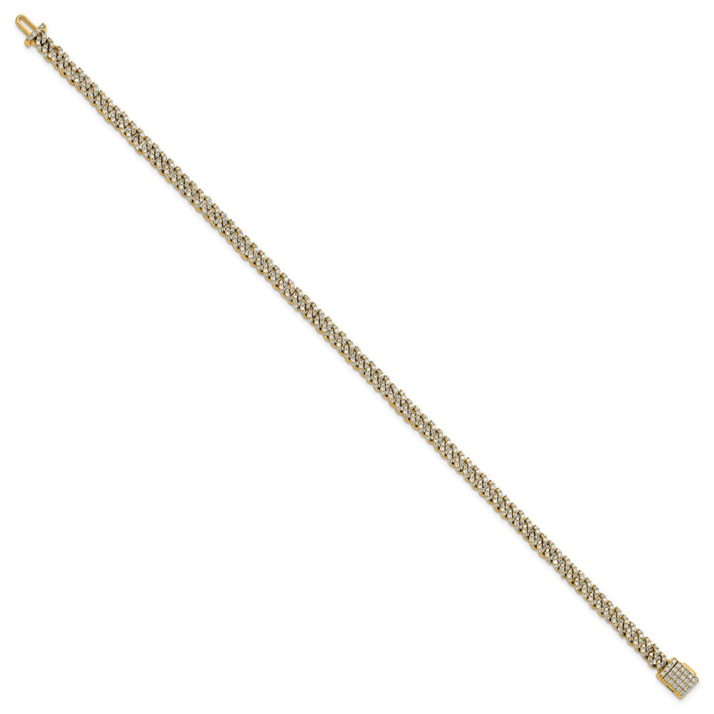 14k 2ct Lab Grown Dia VS+ F+ Comp 4mm Pavé Cuban Link Bracelet