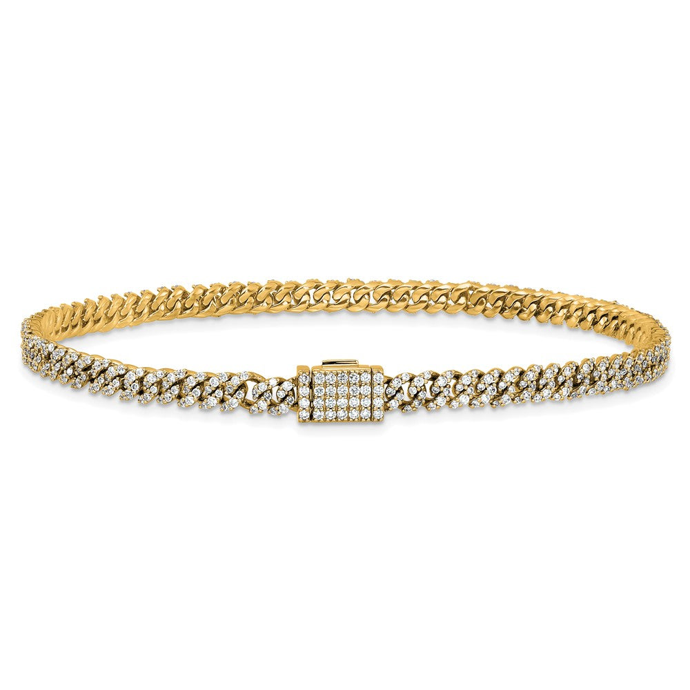 10k 2ct Lab Grown Dia VS/SI+ G+ Comp 4mm Pavé Cuban Link Bracelet