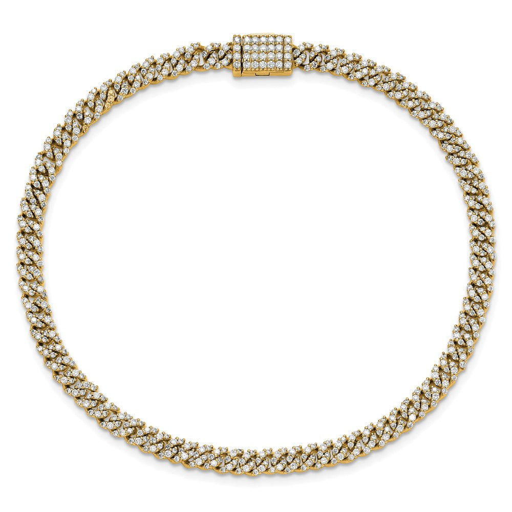 10k 2ct Lab Grown Dia VS+ F+ Comp 4mm Pavé Cuban Link Bracelet