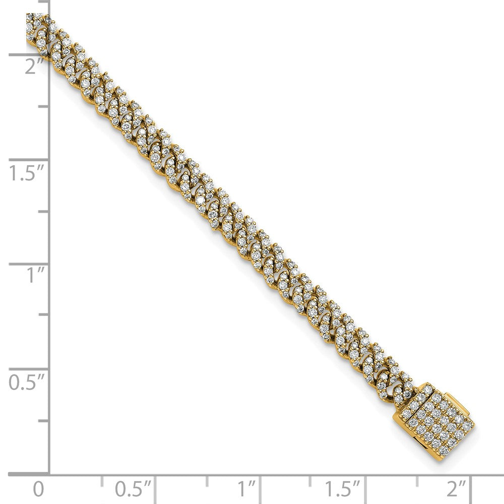 14k 2ct Lab Grown Dia VS+ F+ Comp 4mm Pavé Cuban Link Bracelet