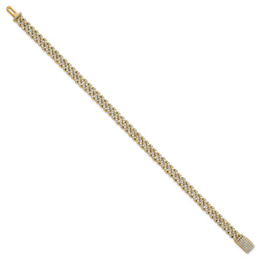 10k 3 1/3ct Lab Grown Dia VS+ F+ Comp 4mm Pavé Cuban Link Bracelet