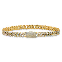 14k 3 1/3ct Lab Grown Dia VS/SI+ G+ Comp 4mm Pavé Cuban Link Bracelet
