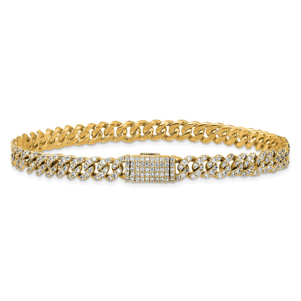 10k 3 1/3ct Lab Grown Dia VS/SI+ G+ Comp 4mm Pavé Cuban Link Bracelet