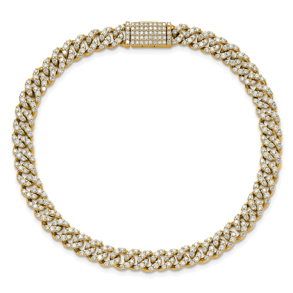 14k 3 1/3ct Lab Grown Dia VS+ F+ Comp 4mm Pavé Cuban Link Bracelet