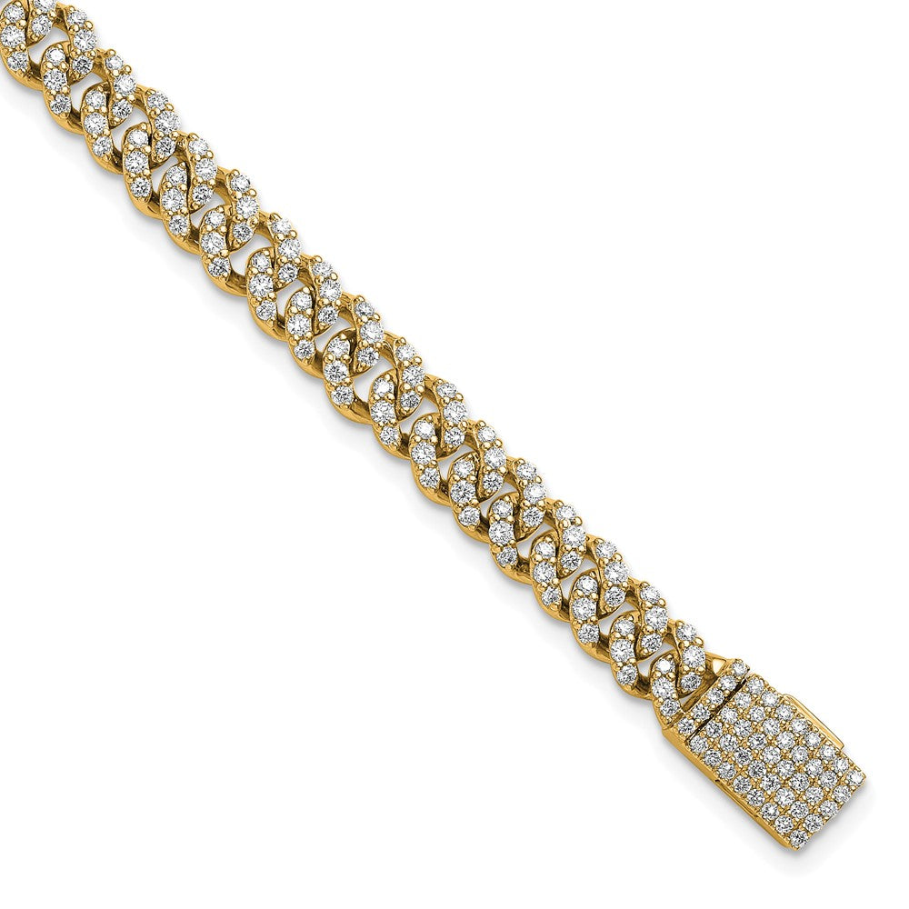 14k 3 1/3ct Lab Grown Dia VS/SI+ G+ Comp 4mm Pavé Cuban Link Bracelet