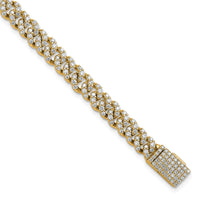 10k 3 1/3ct Lab Grown Dia VS+ F+ Comp 4mm Pavé Cuban Link Bracelet