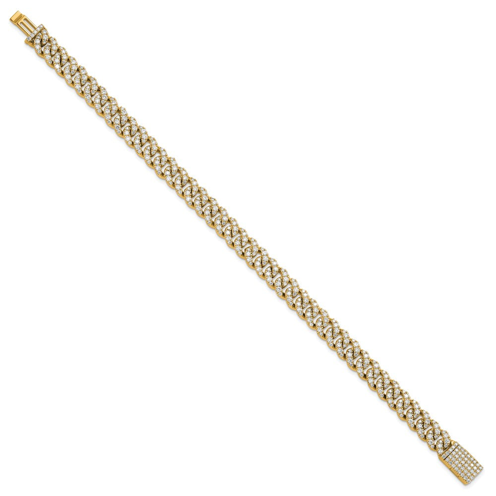14k 5ct Lab Grown Dia VS/SI+ G+ Comp 4mm Pavé Cuban Link Bracelet