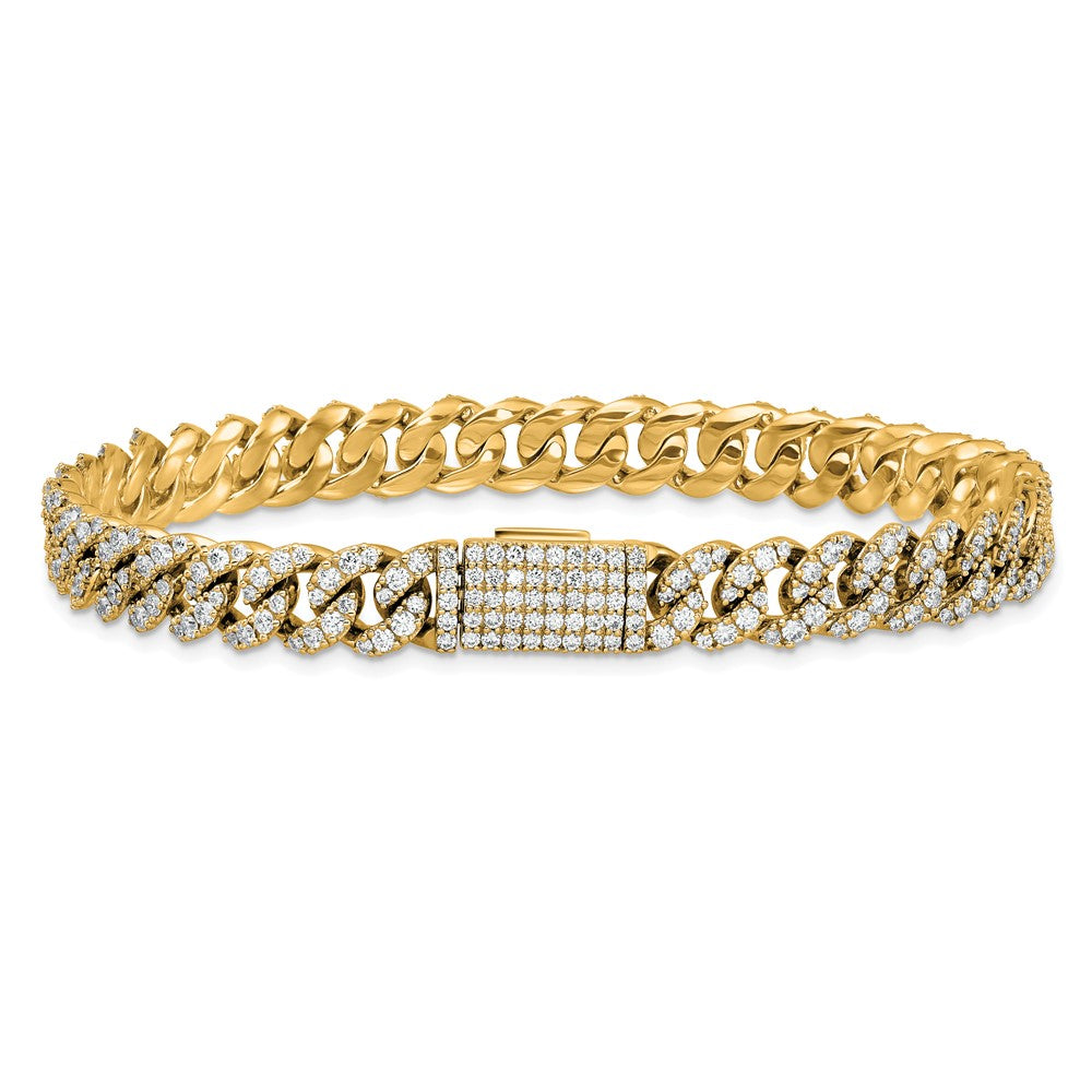 14k 5ct Lab Grown Dia VS/SI+ G+ Comp 4mm Pavé Cuban Link Bracelet