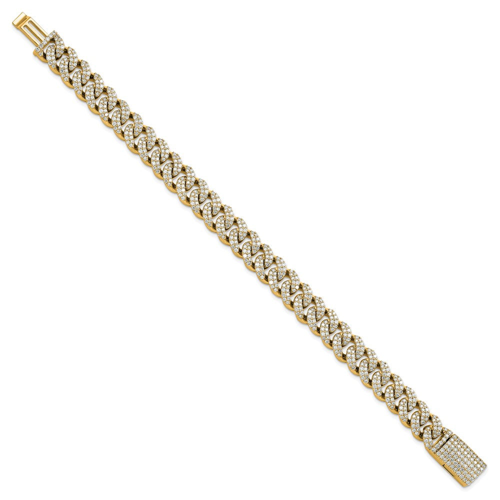 14k 6 1/6ct Lab Grown Dia VS+ F+ Comp 4mm Pavé Cuban Link Bracelet