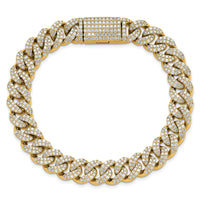 14k 6 1/6ct Lab Grown Dia VS+ F+ Comp 4mm Pavé Cuban Link Bracelet