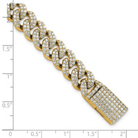 14k 6 1/6ct Lab Grown Dia VS+ F+ Comp 4mm Pavé Cuban Link Bracelet