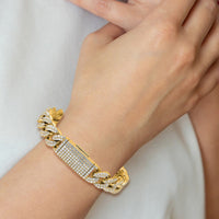 14k 6 1/6ct Lab Grown Dia VS+ F+ Comp 4mm Pavé Cuban Link Bracelet