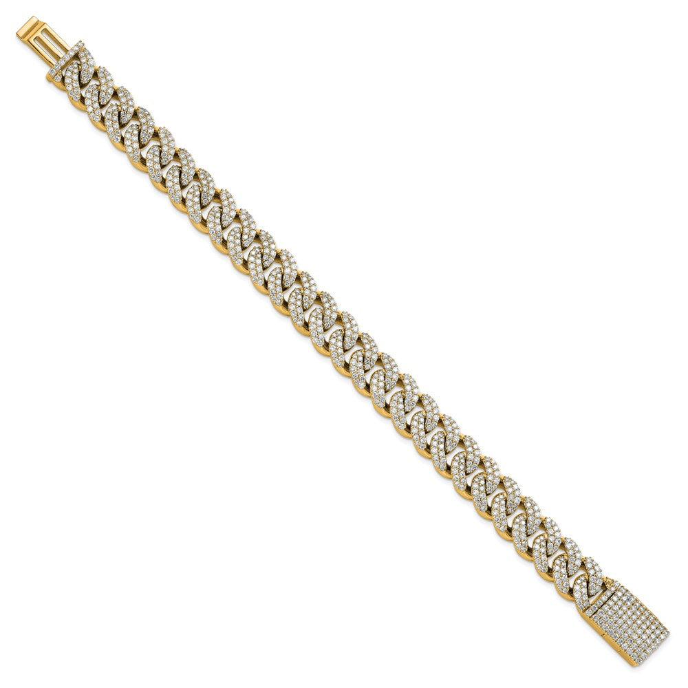 14k 9 1/6ct Lab Grown Dia VS+ F+ Comp 4mm Pavé Cuban Link Bracelet
