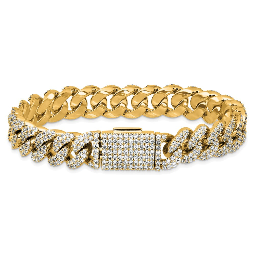 14k 9 1/6ct Lab Grown Dia VS+ F+ Comp 4mm Pavé Cuban Link Bracelet